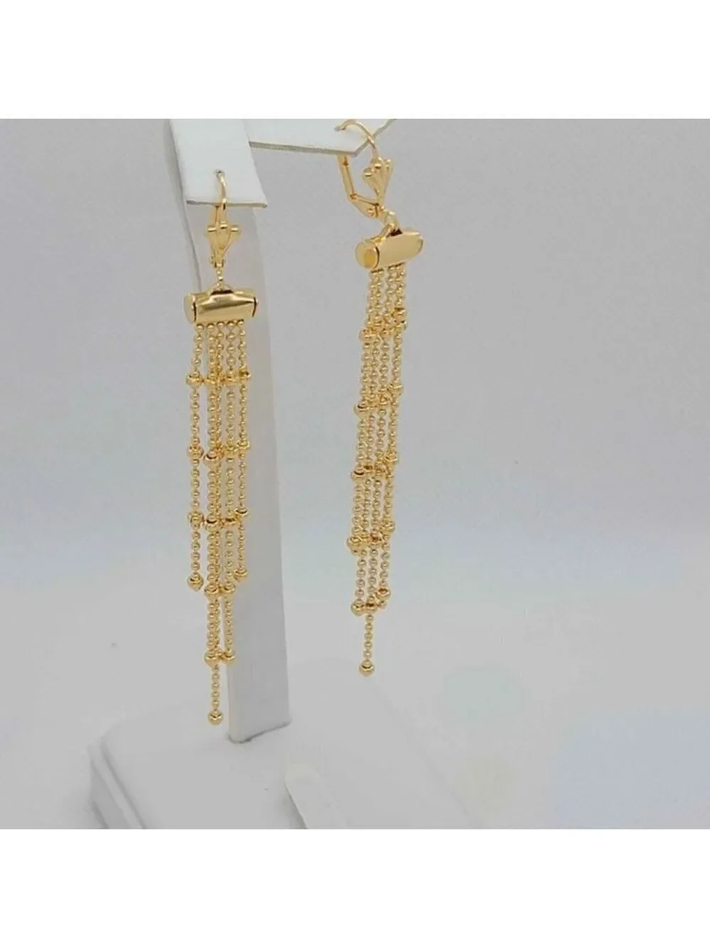 Brand New Brazilian 18k Gold Filled Beaded Dangle Earrings